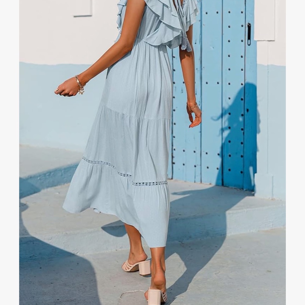Blue Ruffled Maxi Sundress - Picture 2 of 5
